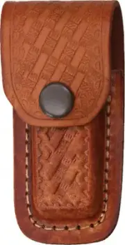 Sheaths Folding Knife SH1130 Brown leather with embossed basketweave design. Fit