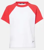 [Jacquemus] Jacquemus Baseball cotton-blend T-shirt UK 12 red