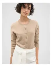 [Seed Heritage] Cashmere Button Knit Cardigan in Cookie Marle