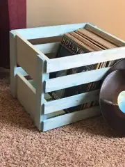 LP Storage Crate in Vintage Blue - Stylish Vinyl Record Organizer for Your Home