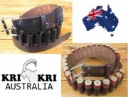 ** KRI KRI ** BROWN - 16, 20 & 28 GA SHOTGUN CARTRIDGE LEATHER AMMO BELT GAUGE