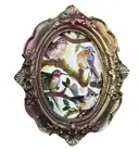 Backyard Birds mini print of watercolor painting in vintage style ornate frame