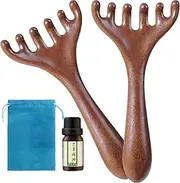 yupeuooe Scalp Massage Comb - 2X Head Massage Tools | Ergonomic Portable Head Brush, 6-Claw Wooden Tool for Neck Body Relaxation Home