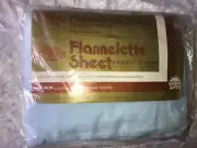 NOS Vintage BIBB CelaneseFortrel FLANNELETTE Fitted DOUBLE Baby BLUE SHEET 54x75