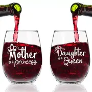 Mother Of A Princess Daughter Of A Queen Stemless Wine Glass Set OF 2 957-442 M9