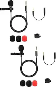 CAXUSD 2pcs 3.5mm Compatible Clip-on Lapel Mic Omnidirectional Recording for Phone Computer Desktop