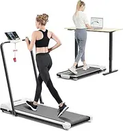 UMOMO 2 in 1 Electric Folding Walking Pad Treadmill, Portable Under Desk Treadmil for Home Office Gym Exercise Fitness, 2.2HP Motor Max 12 km/h, with APP and LED Display