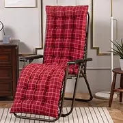 Garden Recliner Relaxer Chair Cushion, Anti-Slip Patio Chair Cushion, Garden Seat Pads Sunbed Cushions, Sun Lounger Cushions, Adjustable Reclining Outdoor Chair Cushion, Lounger Cushion(Red plaid,48*1