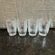 IITTALA Finland Set of 4 Crystal Shot Glasses Kuusi Spruce Tree By Jorma Vennola