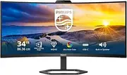 Philips 34" Quad HD 21:9 3440 x 1440 UltraWide Curved Home Monitor with USB-C Docking and Webcam, 5000 Series 34E1C5600HE