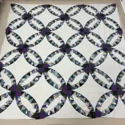 Handmade Double Wedding Ring Cotton Fabric Queen Size Patchwork quilt top/topper