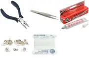 Bead Tip Kit - Pliers, Tweezers, Cement, 12 Bead Tips & White Bead Cord #6