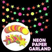Glow Neon Paper Garland Balloon Glow in The Dark Stars 80S Party Decorations