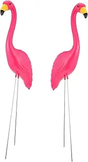 TOYANDONA 2pcs Pink Flamingo Lawn Stake Garden Decor Lifelike Flamingo Statue Sculptures for Outdoor Decoration Durable and Attractive Lawn Ornament for Patio