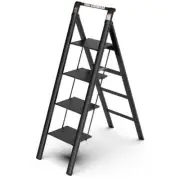Unbranded Handgrip Folding Aluminum Step Stool Ladder with Anti-Slip Wide Pedal