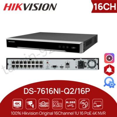Hikvision Original 4K 16CH 16POE NVR DS-7616NI-Q2/16P 8MP 2SATA 16 Channel NVR
