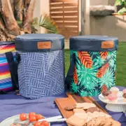 Lazy Dayz 20L Compact Cooler Stool Basket Carry Bag Insulated Lunchboxes-Moss