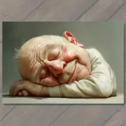 4x6" Funny Elderly Man Asleep Caricature Humor Unique Weird Strange Unusual