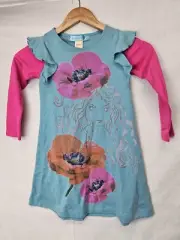 Lollipop Twirl Lemon Loves Lime Dress Size 5 Blue Pink floral Girl