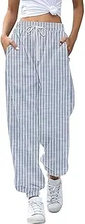 [Generic] Women Line Pants Joggers Pants Workout High Waisted Yoga Pants with Pockets Athletic Pant