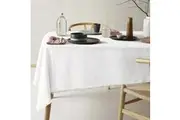 Vintage Design Homewares Gypsy White Fringed Washed Linen Cotton Tablecloth 150cm x 230cm