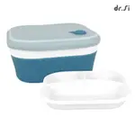【DR.SI 矽寶巧】2023公版新色飽飽盒(含菜盤)-藍能可貴 低功率微波 折疊餐盒