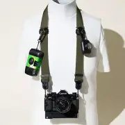 Camera Strap Military Green Dual Adjustable w Peak Design Anchors & D-Ring Mount