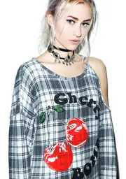 [Lauren Moshi] Quinn Cherry Bomb One Open Shoulder Pullover