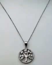 DaneCraft Tarnish Free 925 Sterling Silver 50 CZ Tree Of Life Necklace 18”