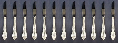 SET OF TWELVE - Oneida Silverplate SILVER MAGNOLIA Dinner Knives USA