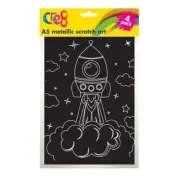 A5 Metallic Scratch Art, 4pk Assorted Designs