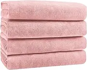 GraceAier Ultra Soft Bath Towels 4 Pack (28" x 56") - Quick Drying - - Microfiber Coral Velvet Highly Absorbent Towel for Bath Fitness, Bathroom, Sports, Yoga, Travel