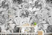 Black Peony Flower Removable Repositionable Wall Mural