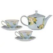 Ashdene Citrus Blooms New Bone Blue/Lemon Teapot w/ Infuser Teacup & Saucer Set