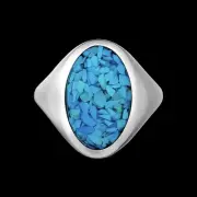 Size 10-925 Sterling Silver Turquoise Oval Ring, Simple Dome Design, Handmade...