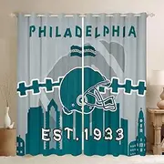 Erosebridal Football Curtains 38x54 inch,Sports Football Fans Blackout Curtains,Football Team Curtains Drapes,Sports Football Fans Window Curtains 2 Panels for Living Room(Philadelphia)