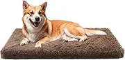 Dog Bed, Dog Cushion, Washable, Fluffy Dog Mat, Long Plush, Soft Padding, Medium Dogs, Camel Brown, 100 x 60 x 10 cm