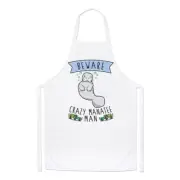 Beware Crazy Manatee Man Chefs Apron - Funny Animal