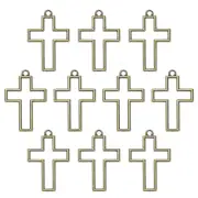 10-Pack Open Bezels, Cross Shape Bezel Pendants for Resin[Bronze Tone]