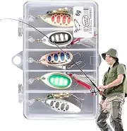 Fishing Lures for Freshwater | Walleye Spinner Bait | Fishing Spinnerbait Metal Spinner Lure Kit with Tackle Boxes for Bass Trout Salmon Walleye