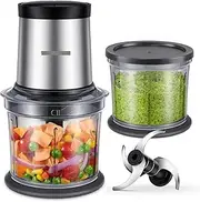 Electric Food Chopper With 4 Cup, Meat Grinder With 2 Bowls, 2 Speed & 4 Blades For Vegetable, Meet