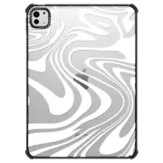 iPad Pro 11-inch (M4) iPad Impact Case Marble Transparent Trippy Wavy Swirl White Spiral Warp Twirl Retro 70s Psychedelic Acid Groovy Abstract Pattern