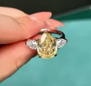 925 Sterling Silver-Pear Citrine Statement Ring-Dainty Gift for Her Unique Ring