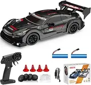 KAIMIO 1:24 Scale RC Drift Car 4WD 2.4GHz 30KM/H High Speed Racing Sport Toy Car with LED Lights, Racing and Drift Wheels (8601-Black)