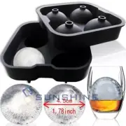 New Round Ice Balls Maker Tray FOUR Large Sphere Molds Cube Whiskey Cocktails