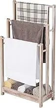 Giantex Freestanding Wood Towel Rack, 3-Tier Towel Rack Holder with Bottom Storage Shelf, Anti-toppling Device, Lightweight Towel Bar Storage Drying Stand for Bathroom Laundry Room (White)