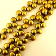 6-7mm flat sided round top drilled freshwater Olive Green pearls, 82 beads