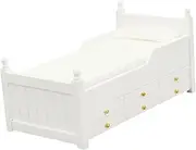 TOYANDONA Doll House Miniature Bed White 1:12 Scale Playing House Bed Model Smooth Surface Mini Bedroom Furniture for Collectors