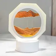 Sand Painting, Dynamic 3D Rotating Sand Pictures with 3 Adjustable Lights, Sand Art Frame Sand Picture, Landscape Hourglass Decoration for Desktop, Living Room, Bedroom