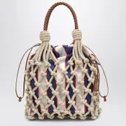 [Prada] Medium Prada Noué bag rope/royal blue One size Beige